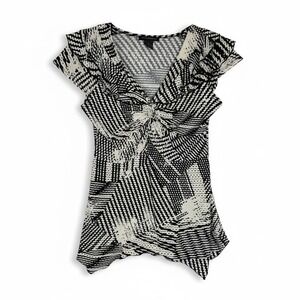 Y2K 2000s Babydoll Top Womens Size Medium Ruffles Asymmetrical Party Soft Grunge